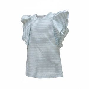 Girls Striped Ruffle Sleeve Dress